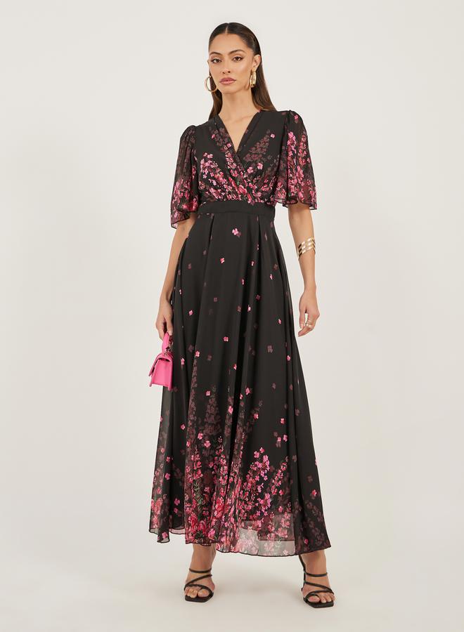 Styli Floral Print Flared Sleeves A-Line Maxi Dress - Image 2