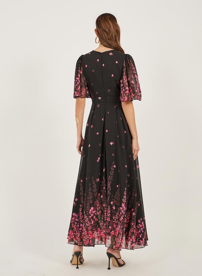 Styli Floral Print Flared Sleeves A-Line Maxi Dress - Image 5