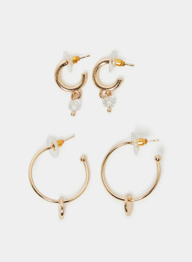 ستايلي مجموعة من 2 - أقراط سادة دارية