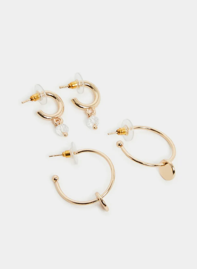 Styli  Styli Set of 2 - Plain Hoop Earrings for Women | Best Price UAE