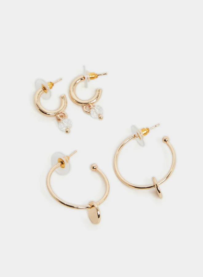 Styli  Styli Set of 2 - Plain Hoop Earrings for Women | Best Price UAE