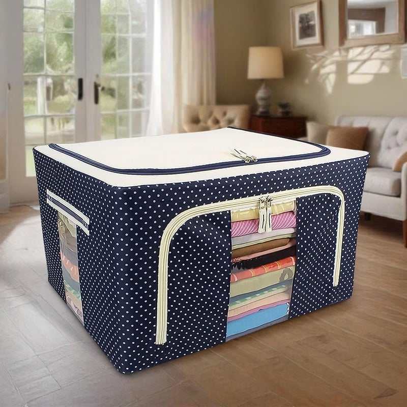 Premium Foldable Storage Box with Clear Window, 66L Capacity| packs of 2| clothes storage| dust protective| clothes organiser Oxford Fabric  - Image 1