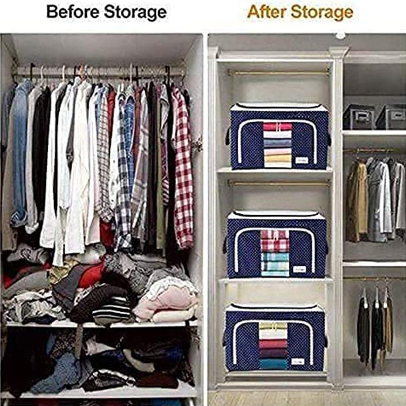 Premium Foldable Storage Box with Clear Window, 66L Capacity| packs of 2| clothes storage| dust protective| clothes organiser Oxford Fabric  - Image 4