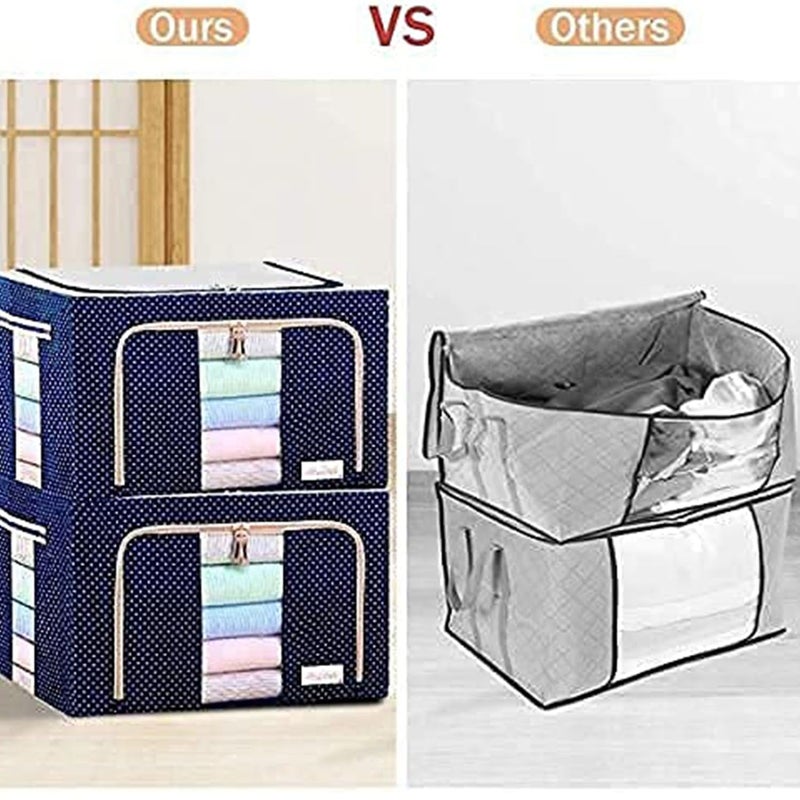 Premium Foldable Storage Box with Clear Window, 66L Capacity| packs of 2| clothes storage| dust protective| clothes organiser Oxford Fabric  - Image 2