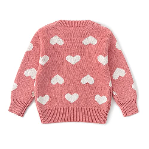Simplee kids Baby Girls' Valentine's Sweater Pink Pullover Coat Cotton Sweater Patterns to Knit Heart for Autumn Fall and Winter 6-12 Months - Image 3