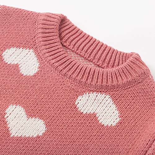 Simplee kids Baby Girls' Valentine's Sweater Pink Pullover Coat Cotton Sweater Patterns to Knit Heart for Autumn Fall and Winter 6-12 Months - Image 5