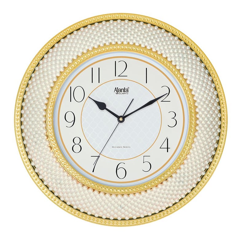 Ajanta Designer Wall Clock 8777 | Silent Sweep Quartz Movement | Premium Metallic Frame | Stylish Home & Office Décor