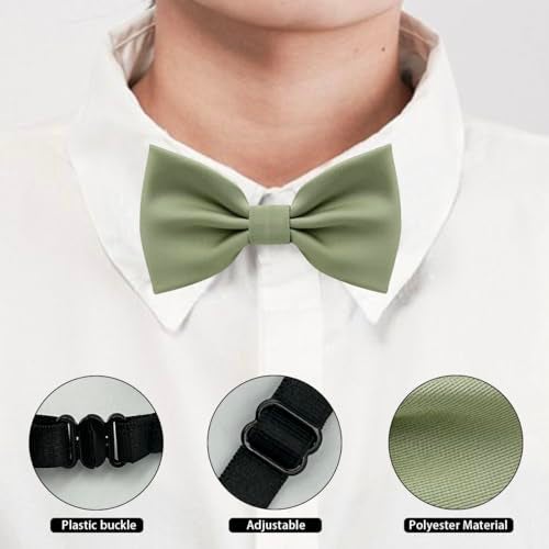 BEWDIO Sage Green Baby Bow Tie, Solid Pre Tied Bow Ties for Boys Toddler Adjustable Kids Bowties for Wedding Party (58-09) - Image 2
