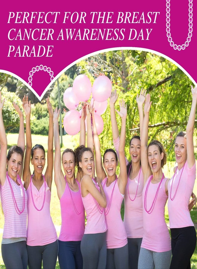 Batiyeer بطيير 200 قطعة إكسسوارات التوعية بسرطان الثدي قلادة خرز وردية قلادات التوعية بسرطان الثدي بالجملة 31.5 قلادة تنكرية للحفلات - Image 2