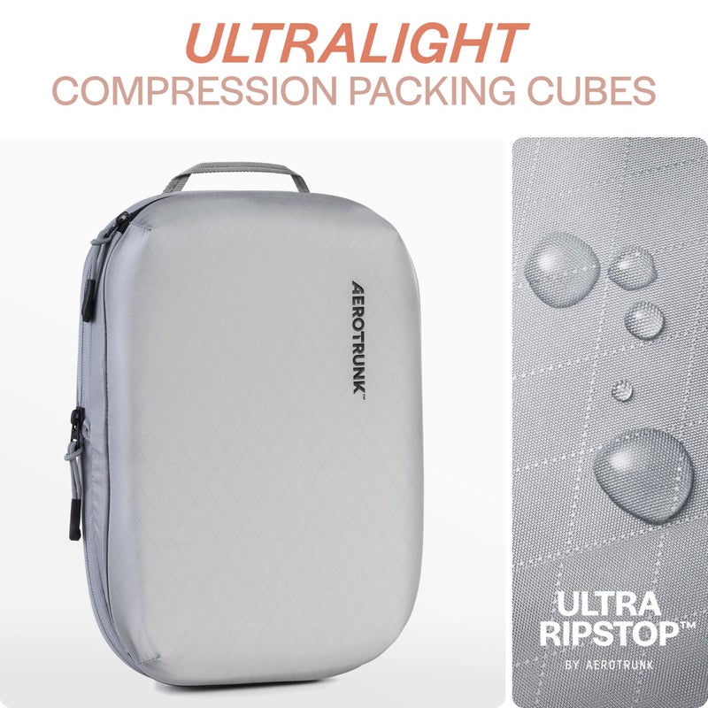 Aerotrunk Ultralight Compression Packing Cubes - Lightweight Travel Organizers for Suitcases and Luggage (6-Pack, Light Grey) - Image 4