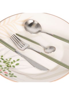 RIO 16 Pcs Cutlery Set Modern Silver And Green Handle  - Image 2