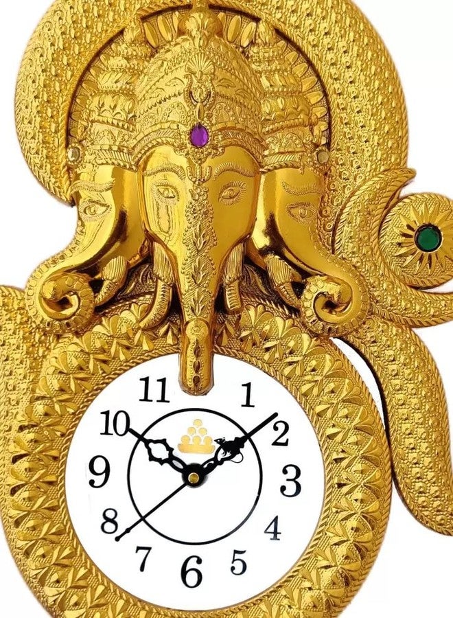 Webelkart Designer Stones Ganesha Inside Om Plastic Wall Clock for Home/Living Room/Bedroom/Kitchen| Wall Clock for Office (Ganesha Inside Om)- Gold - Image 3