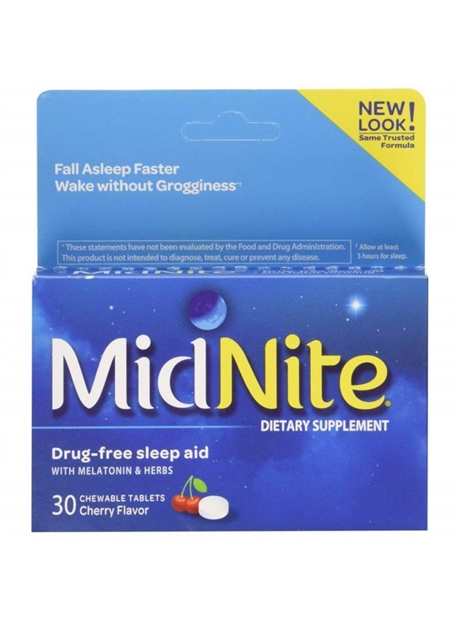 MidNite Sleep Aid For Occasional Sleeplessness, 30 Chewable Cherry Tablets Each (Value Pack of 4) - Image 2
