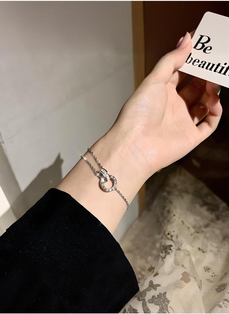 KevKev Elegant Dainty Silver Chain 18K Adjustable Infinity Symbol Bracelet with Cubic Zirconia - Timeless Love and Beauty Accessory  - Image 2