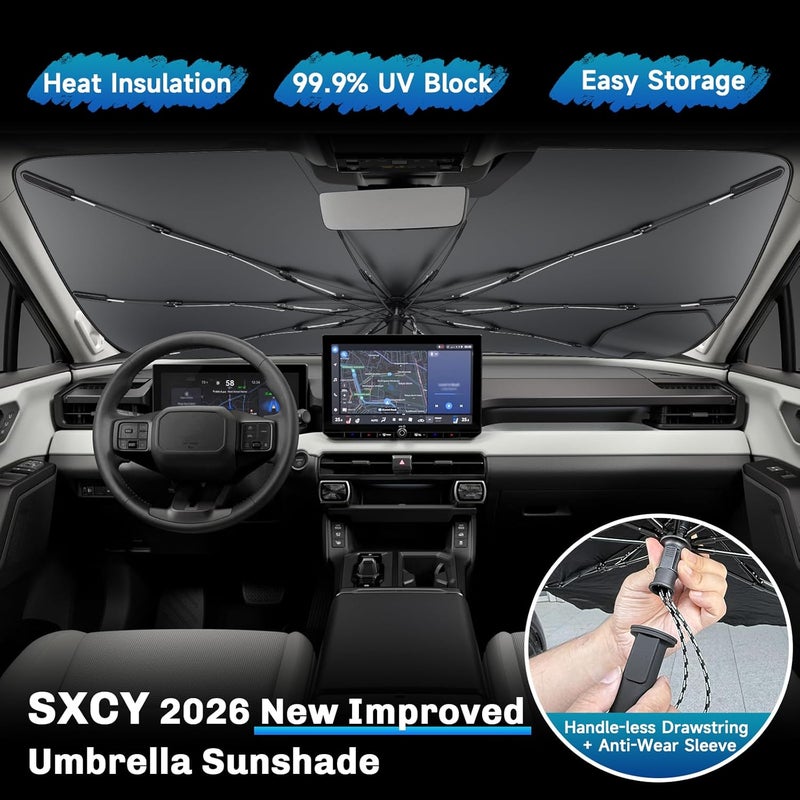 SXCY for 2026 Toyota RAV4 Windshield Umbrella Sunshade [Easier Foldable] for 2026 Toyota RAV4 Accessories 2026 RAV4 Sunshade Umbrella 2026 RAV4 Windshield Umbrella Sun Shade - Image 3