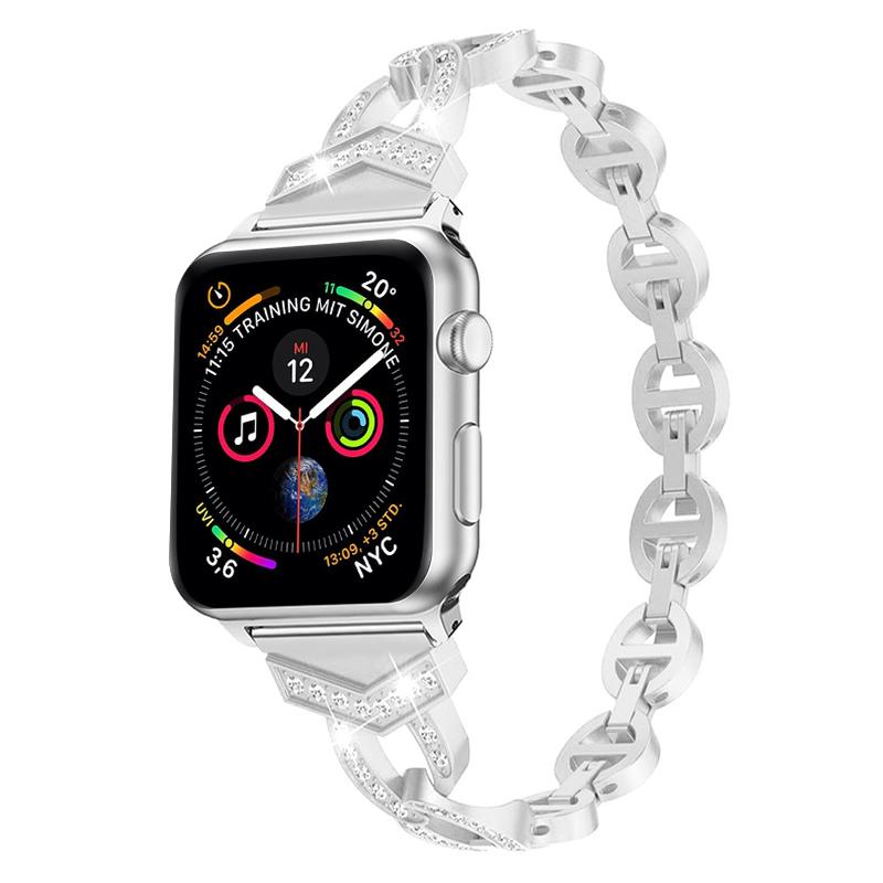 For Apple Watch 42 / 44 / 45 / 46 / 49mm xDfind Diamond Stainless Steel Watch Band(Silver)
