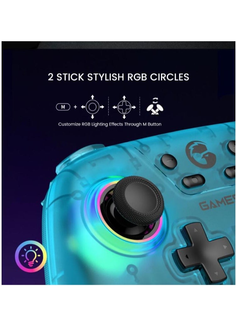 Generic - Dazzling Gamepad GameSir Nova NS Wireless Bluetooth Game Controller for Switch, PC, Steam, Android, iOS with Hall Effect Trigger, Turbo, Rumble Vibration Transparent Green - Image 1