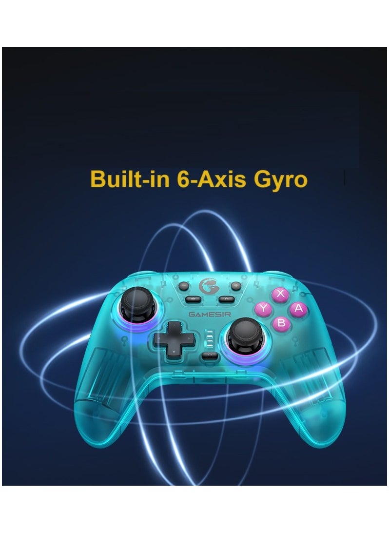 Generic Dazzling Gamepad GameSir Nova NS Wireless Bluetooth Game Controller for Switch, PC, Steam, Android, iOS with Hall Effect Trigger, Turbo, Rumble Vibration Transparent Green  - Image 4