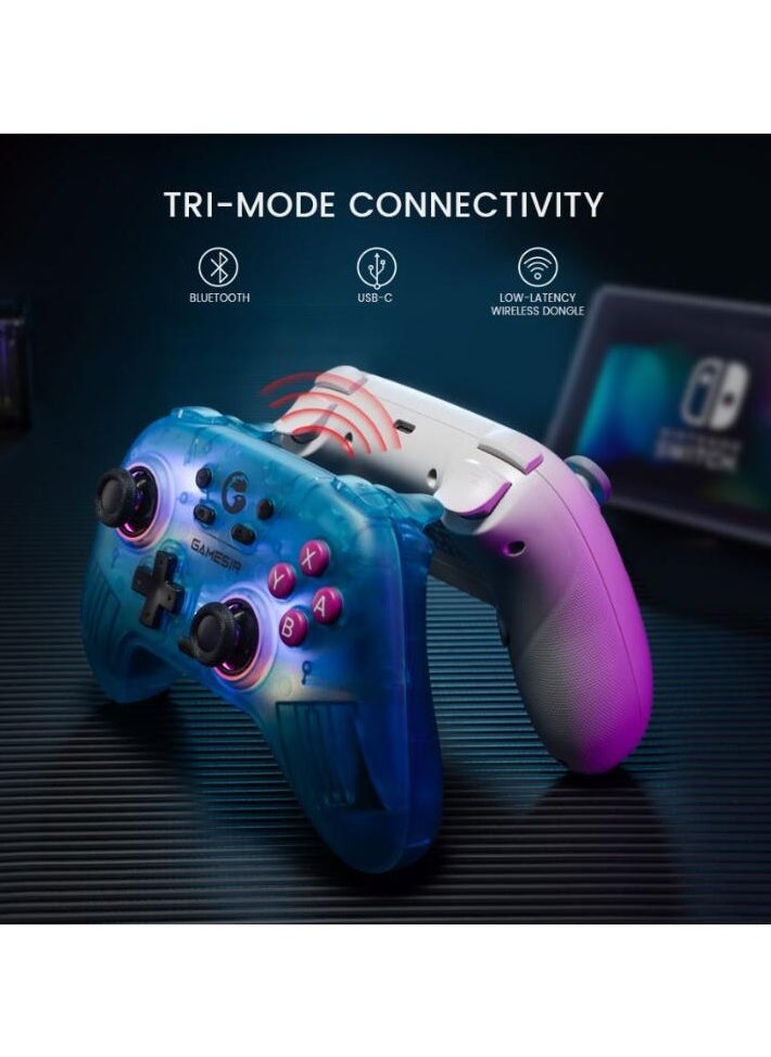 Generic - Dazzling Gamepad GameSir Nova NS Wireless Bluetooth Game Controller for Switch, PC, Steam, Android, iOS with Hall Effect Trigger, Turbo, Rumble Vibration Transparent Green - Image 1