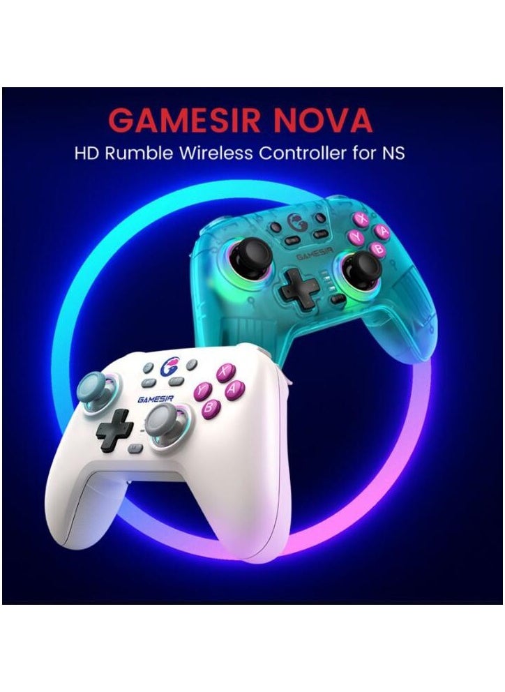Generic Dazzling Gamepad GameSir Nova NS Wireless Bluetooth Game Controller for Switch, PC, Steam, Android, iOS with Hall Effect Trigger, Turbo, Rumble Vibration Transparent Green  - Image 2