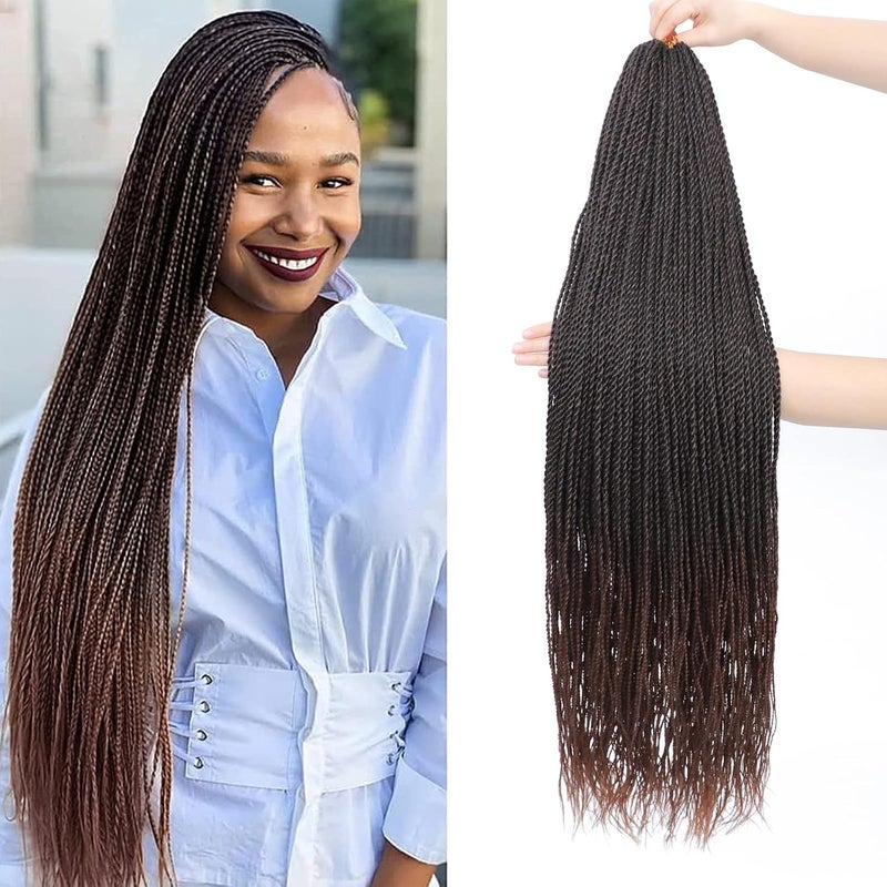 NAYOO Long Crochet Hair Senegalese Twist, 34 Inch 8 Packs Small Crochet Hair for Black Women, 35 Strands/Pack Crochet Braids Hair, Crochet Twist Hair Hot Water Setting (34 Inch, 1B/30) - Image 1