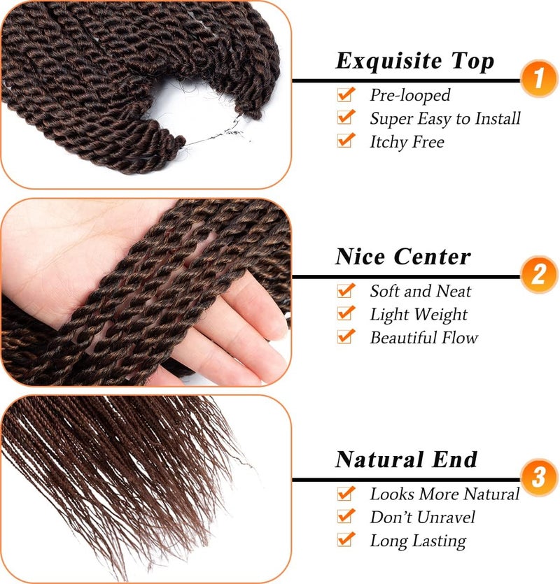 NAYOO Long Crochet Hair Senegalese Twist, 34 Inch 8 Packs Small Crochet Hair for Black Women, 35 Strands/Pack Crochet Braids Hair, Crochet Twist Hair Hot Water Setting (34 Inch, 1B/30) - Image 4