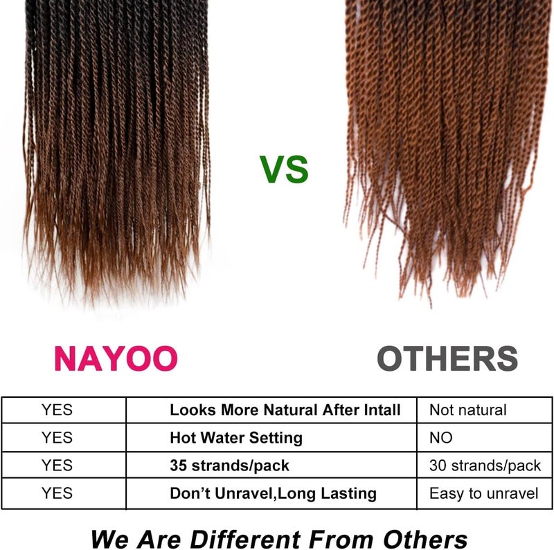 NAYOO Long Crochet Hair Senegalese Twist, 34 Inch 8 Packs Small Crochet Hair for Black Women, 35 Strands/Pack Crochet Braids Hair, Crochet Twist Hair Hot Water Setting (34 Inch, 1B/30) - Image 3