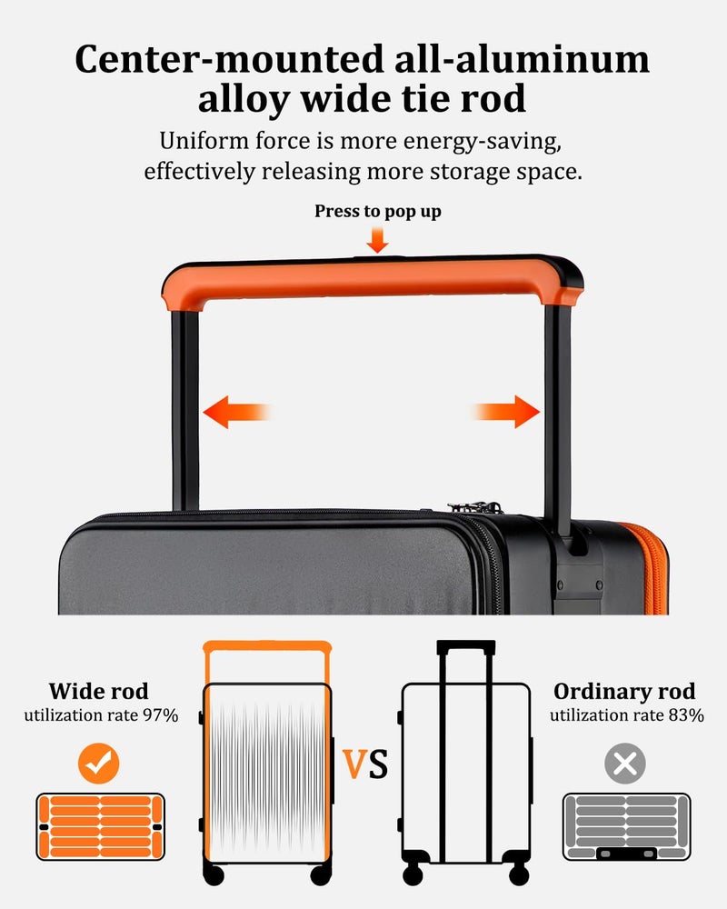 Joyway Carry on Luggage Airline Approved, Hardside Carry-on Suitcase with Charging Port and Spinner Wheels, Hardshell 20 Inch Luggage with TSA Lock, Gray - Image 4