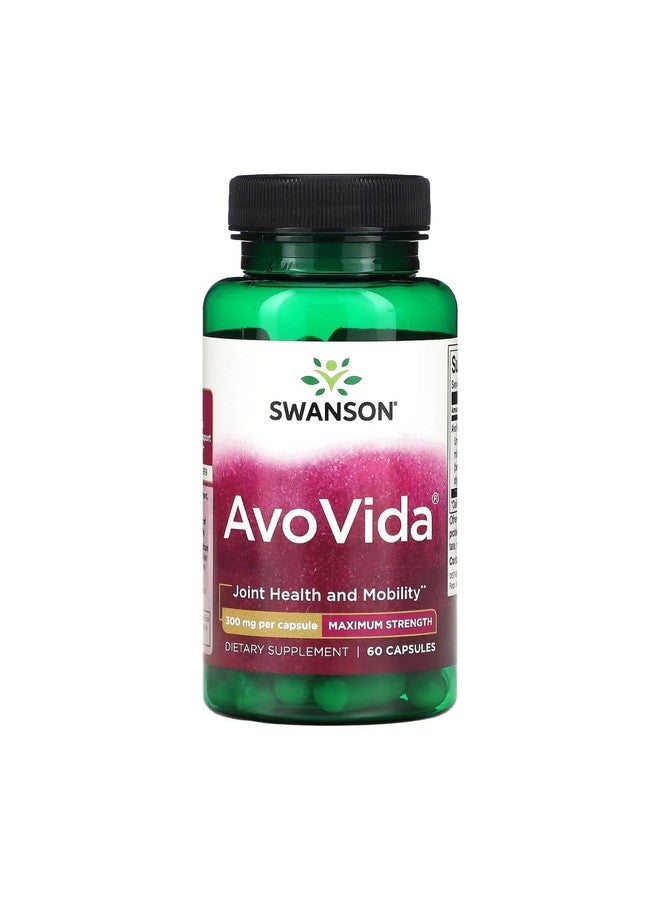 Swanson AvoVida - Natural Supplement Promoting Joint Health '&' Mobility - Avocado '&' Soybean Unsaponifiables to Support Cartilage '&' Tissue Health - (60 Capsules, 300mg Each) 3 Pack