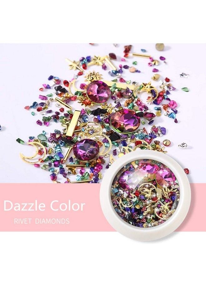 editTime - 6 Wheels Mixed Sparkle Nail Art Rhinestones Diamonds Crystals Beads Artificial Pearls And Gold Silver Nail Studs Gems Metal Rivets Charms Hollow Moon Star Shaped (Micro Mini Stones Kit) - Image 1