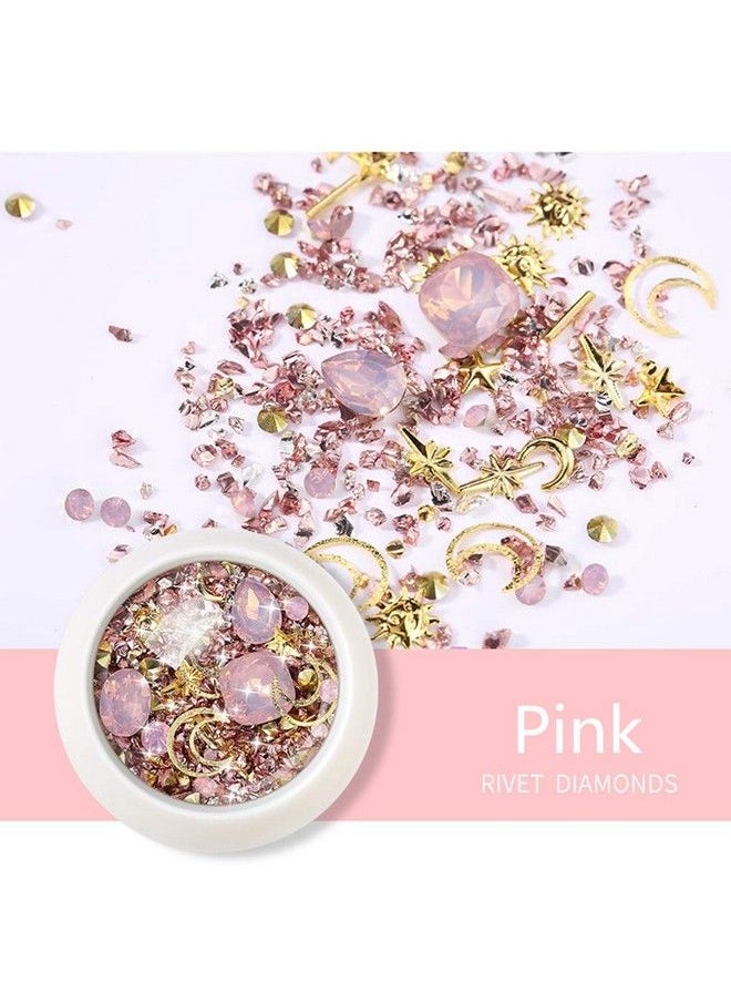editTime - 6 Wheels Mixed Sparkle Nail Art Rhinestones Diamonds Crystals Beads Artificial Pearls And Gold Silver Nail Studs Gems Metal Rivets Charms Hollow Moon Star Shaped (Micro Mini Stones Kit) - Image 1