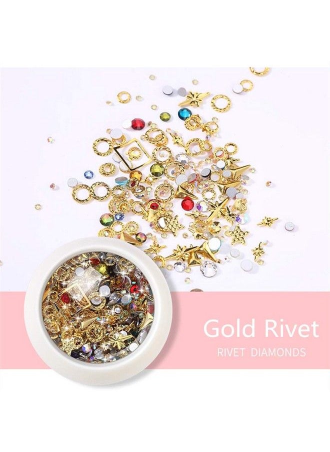 editTime - 6 Wheels Mixed Sparkle Nail Art Rhinestones Diamonds Crystals Beads Artificial Pearls And Gold Silver Nail Studs Gems Metal Rivets Charms Hollow Moon Star Shaped (Micro Mini Stones Kit) - Image 1