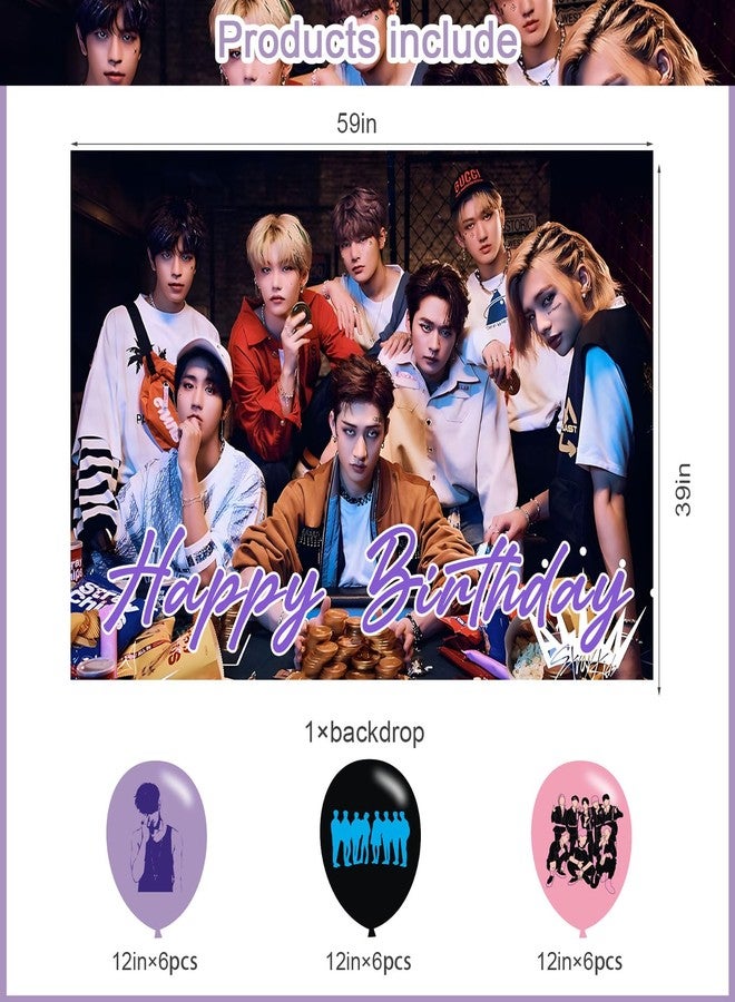 karg Stray Kids Merch 5 Backdrop 5x3 Vinyl Stray Kids Kpop Birthday Party Supplies Photography Background Picture Photoshoot Cake Table Decor Banner Shoot Drapes Poster - Image 2
