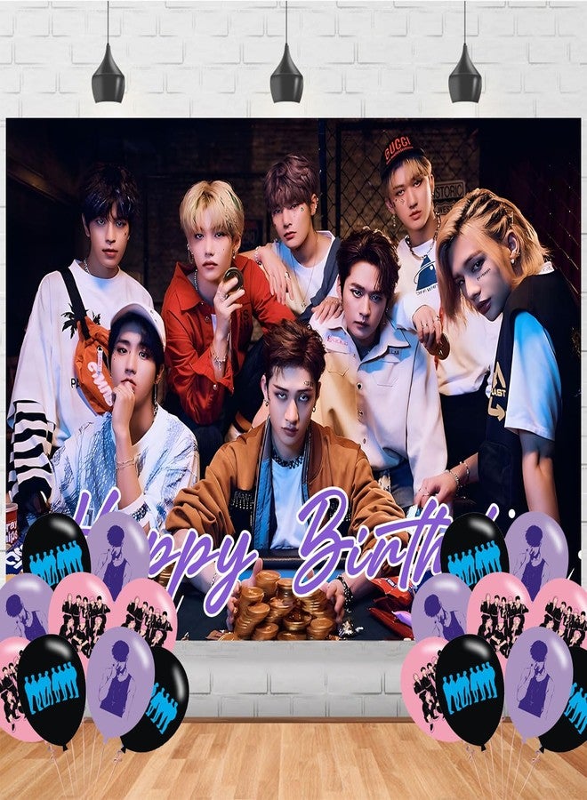 karg Stray Kids Merch 5 Backdrop 5x3 Vinyl Stray Kids Kpop Birthday Party Supplies Photography Background Picture Photoshoot Cake Table Decor Banner Shoot Drapes Poster - Image 1