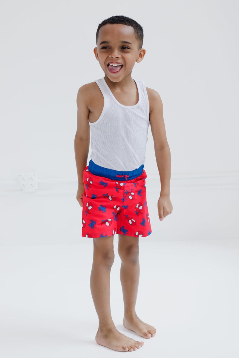 Marvel Spidey and His Amazing Friends Spider-Man Toddler Boys UPF 50+ Rash Guard Swim Trunks Outfit Set Blue/Red 3T - Image 5