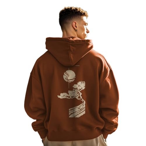 Nobero Men Oversized Hooded Sweatshirt(1M-TWRH-C0971-MO3_Mocha Bisque_M) - Image 1
