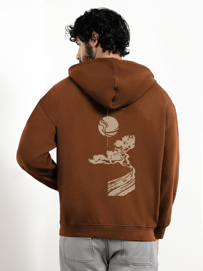 Nobero Men Oversized Hooded Sweatshirt(1M-TWRH-C0971-MO3_Mocha Bisque_M) - Image 4