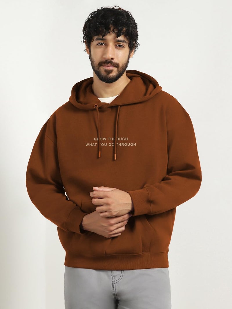 Nobero Men Oversized Hooded Sweatshirt(1M-TWRH-C0971-MO3_Mocha Bisque_M) - Image 2