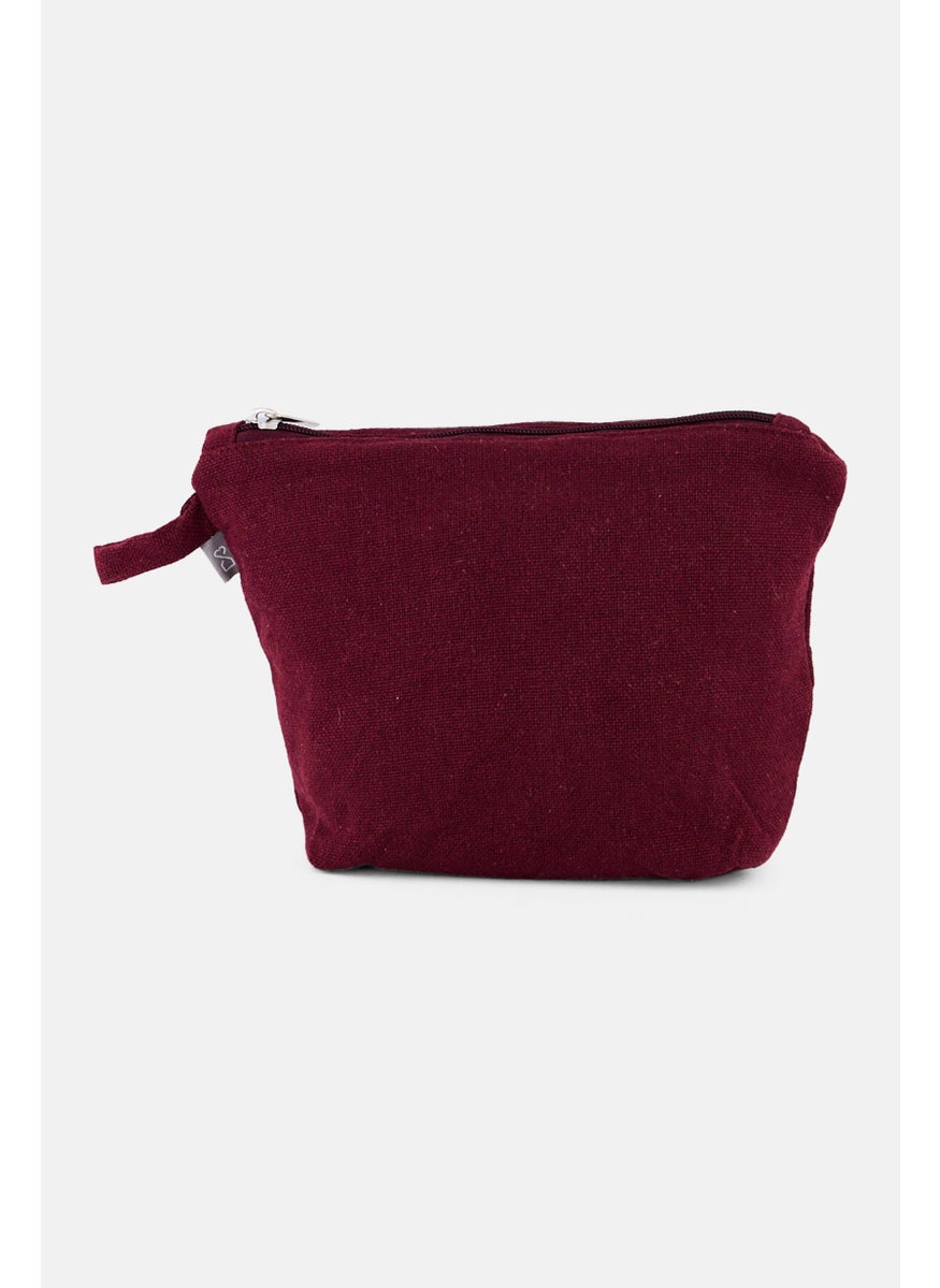 Muy Mucho Women Textured Small Toiletry Bag, Maroon  - Image 2