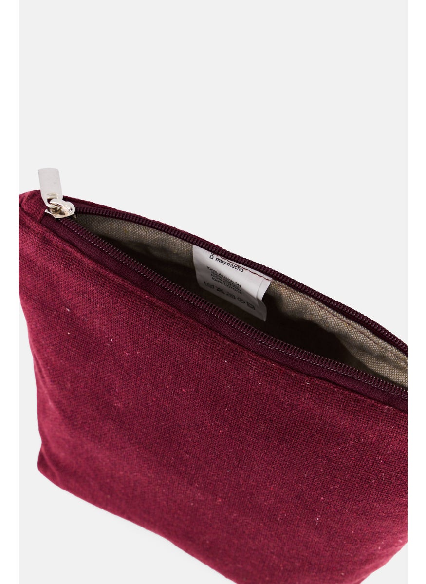 Muy Mucho Women Textured Small Toiletry Bag, Maroon  - Image 3