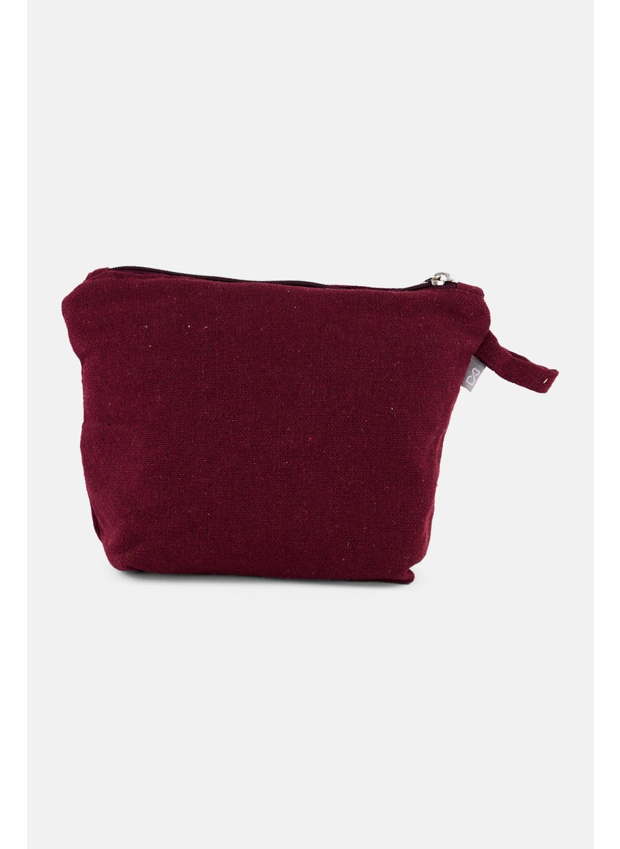 Muy Mucho Women Textured Small Toiletry Bag, Maroon  - Image 1