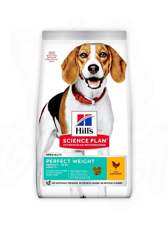 Hills Science Plan Perfect Weight Medium Adult Dog Food With Chicken - 2KG - Image 1