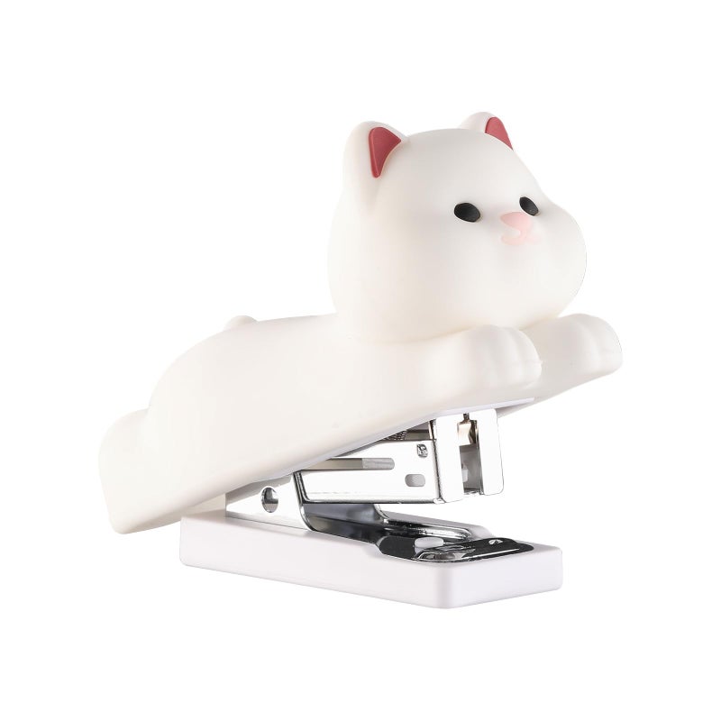 Honagu Mini Cute Animal Stapler with Staples Cartoon Stereoscopic Silicone PVC Stapler LaborSaving Office Supplies for Teachers Students the First Day of School Gift for GirlsBoysWhite Puppy - Image 2