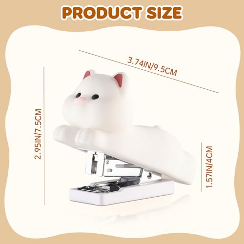 Honagu Mini Cute Animal Stapler with Staples Cartoon Stereoscopic Silicone PVC Stapler LaborSaving Office Supplies for Teachers Students the First Day of School Gift for GirlsBoysWhite Puppy - Image 3