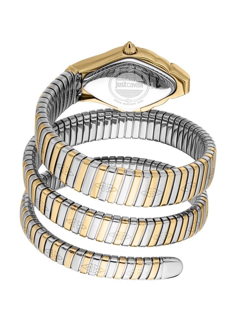 Just Cavalli Cristallo Women’s Analog Watch JC1L307M0055 – Two Tone Stainless Steel Strap, Yellow Gold Case, Mother of Pearl Dial, Quartz Movement, 22 mm - Image 3