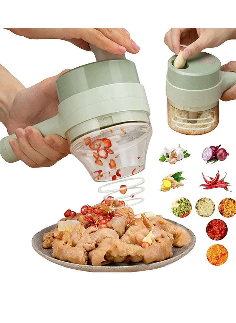ELTRAZONE 4 in 1 Handheld Electric Food Chopper Wireless Vegetable Cutter Set Vegetable Chopper and Meat grinder with USB Powered for Kitchen Cooking - Image 1