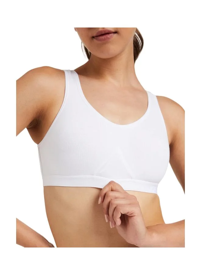 Jockey WHITE 1376 Women Wire free Non Padded Super Combed Cotton Elastane Stretch Full Coverage Slip On Active Bra with Wider Straps and Moisture Move Treatment for Women | Best Price UAE