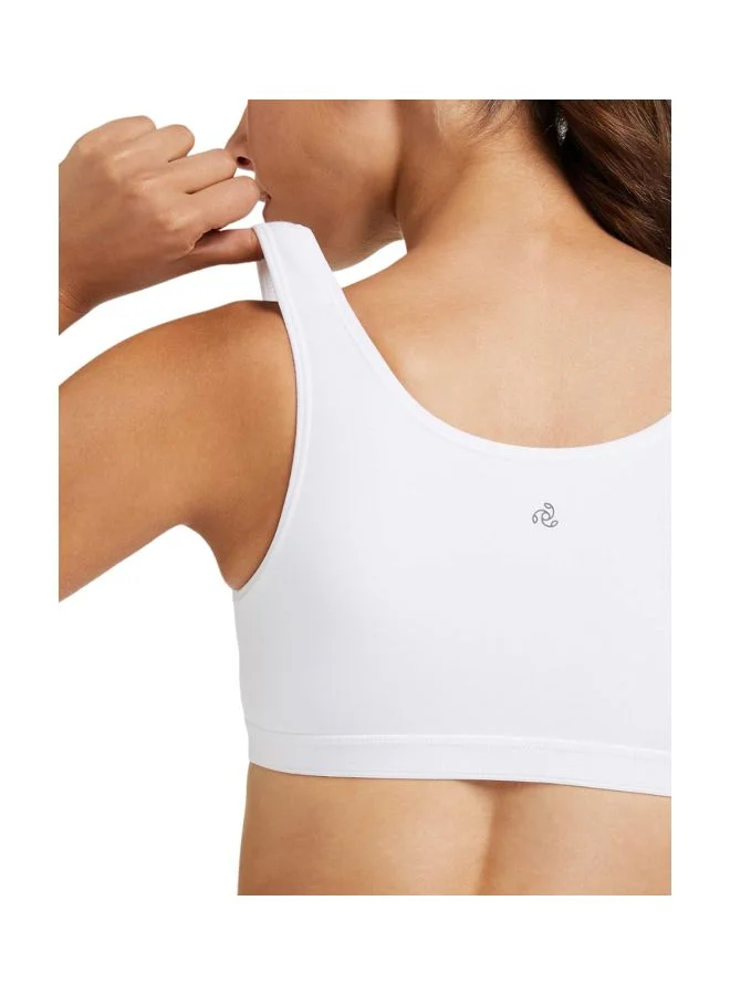 Jockey WHITE 1376 Women Wire free Non Padded Super Combed Cotton Elastane Stretch Full Coverage Slip On Active Bra with Wider Straps and Moisture Move Treatment for Women | Best Price UAE
