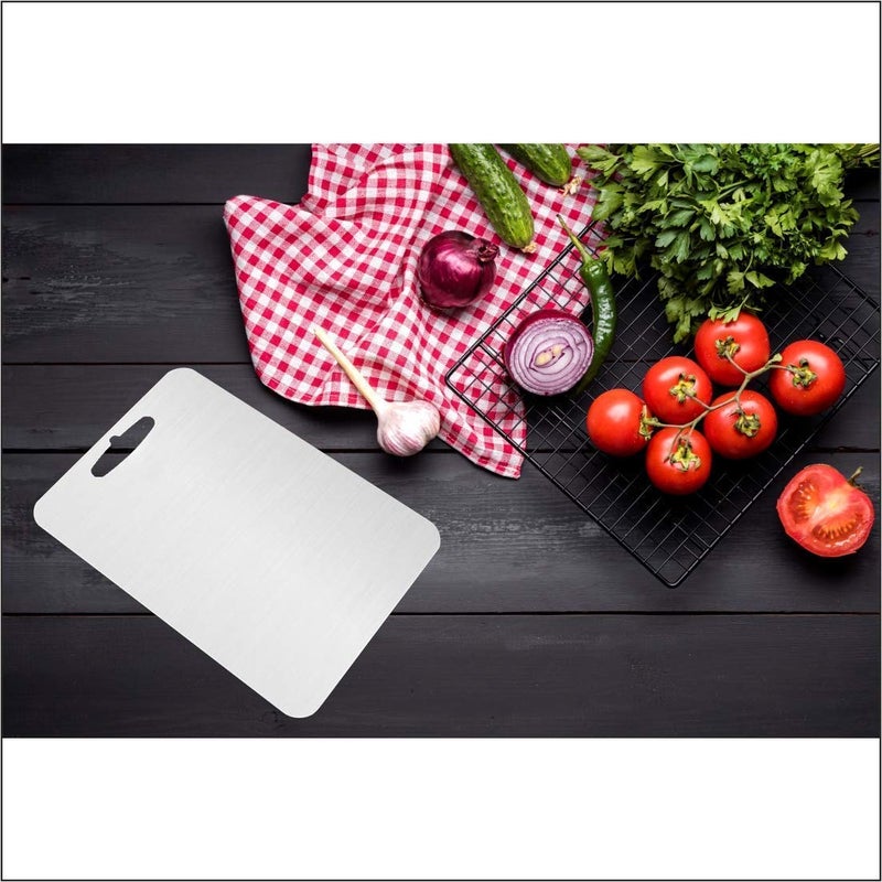 SAJANI Chopping Board Set for Kitchen Cutting Board Ideal for Cutting Chopping Slicing Kneading Mincing of Vegetables Fruits Meat Dough Stainless Steel Set of 1 - Image 2