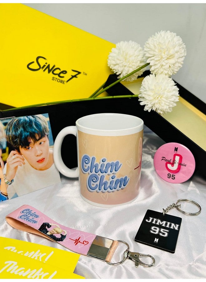 SINCE 7 STORE BTS JIMIN Gift box for BTS Fans, INCLUDES 5 products: Pack of 18 Lomocards, 1 Mug, 1 Keychain, 1 Keychain Lanyard & 1 badge/Perfect for Gifting - Image 2